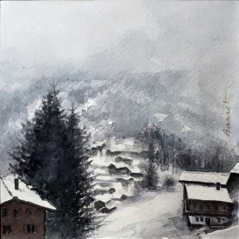 village sous la neige